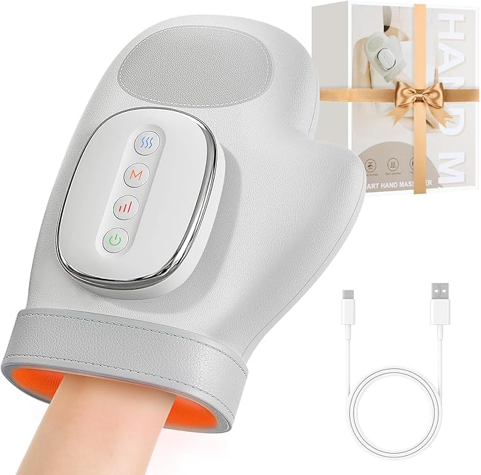 Hand Massager for Arthritis and Carpal Tunnel Relief, Heated Air Compression Therapy for Finger, Palm & Wrist Pain, Portable Cordless Electric Hand Massager