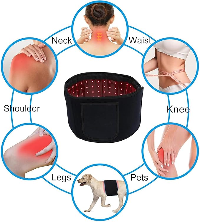 Red Light Therapy Belt Device 49.6" x 7.08" 660nm & 850nm Near Infrared Wearable Wrap Timer Control Pad for Body Shoulder Back Waist Knee Arm Pain Relief