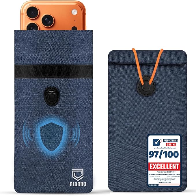 Premium Faraday Bags For Phones Blocker Case For Cell Phone Size 8in x 4in Fits All Smartphones Anti Shield Sleeve Pouch Cover Faraday Fabric SmartDot 5G RF Car Key Signal Fob Protector Blocking Blue