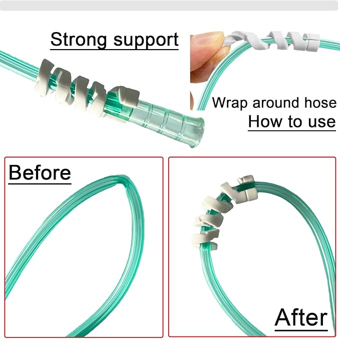 10 Pack Oxygen Tube Support Crimp Straightener for Oxygen Hose Keep Oxygen Hose from Kinking, for Portable Oxygen Concentrator Oxygen Hose Nasal Cannula（Blue）