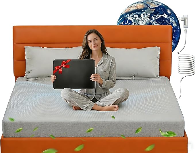 Grounding Sheets with Grounding Mat,10% Pure Silver Fiber+90% Organic Cotton,Deep Pocket Grounding Bed Sheets.Grounded Fitted Sheets Set.