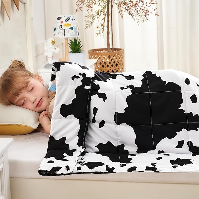 yescool Highland Cow Print Weighted Blanket 5 Pounds Cooling Cow Blanket, Heavy Blanket for Sleeping, Throw Blanket Gifts Weighted Comforter for 40-60lbs, 36"x48"