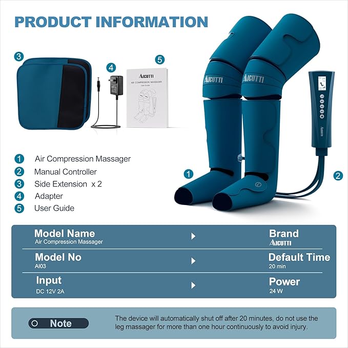 Professional Air Compression Leg Massager with Heat - Mothers Day Gifts for Mom, Wife, Women, Fathers Day for Dad, Husband, Men from Daughter or Son - Pain Relief for Foot, Calf, Knee & Thigh
