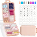 14 GRIDS Travel Pill Organizer Box with Labels - Travel Medicine Case Kit - Pocket Daily Pharmacy Container - Travel Medication Holder Dispenser for Fish Oil Vitamin Supplement Storage - Pink