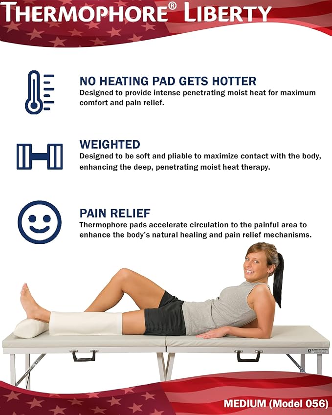 Assembled in The USA - Thermophore Liberty - Moist Heating pad for Arthritis, Back, Neck, Shoulder Pain and Cramps Relief - Electric, Medium 14" x 14"