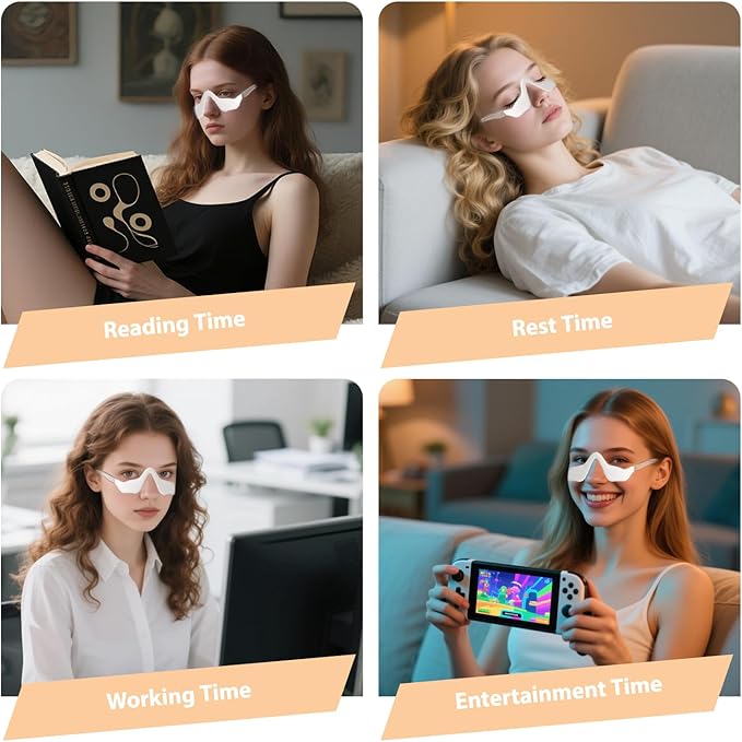 Under Eye Light Therapy Device, Red Light Therapy Glasses, 3 Modes Microcurrent Eye Massager, Red Light Eye Mask for Eye Bags Dark Circles Puffiness Wrinkles Fine Lines