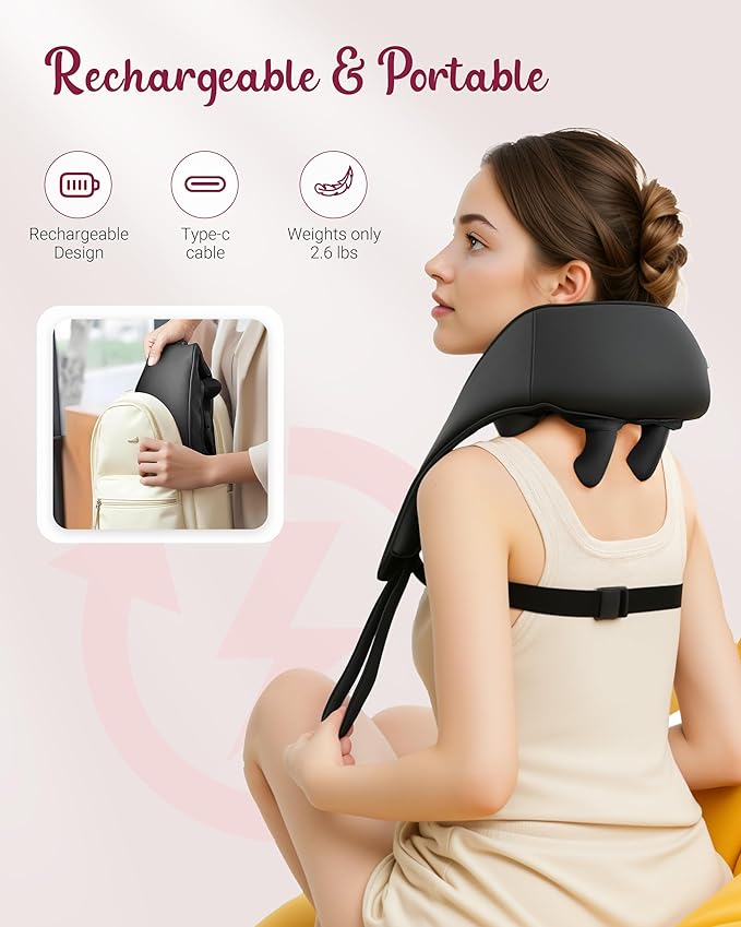 Cordless Neck Massager with Heat [2026 Upgraded] - Neck Shoulder Massager for Pain Relief Deep Tissue, 6D Deep Kneading Shiatsu Back Massage, FSA Eligible HSA Store Eligible