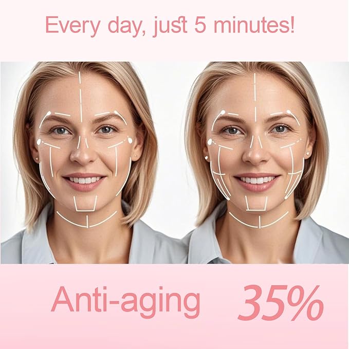 Face Massager Tool 4 Color Modes Red Light Therapy for Face Neck Skin Care at Home ，Gua Sha Facial Tools, Pink