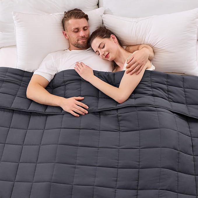 yescool Weighted Blanket for Adults (25 lbs, 88” x 104”, Grey) Cooling Heavy Blanket for Sleeping Perfect for 240-260 lbs, King Size Breathable Blanket with Premium Glass Bead