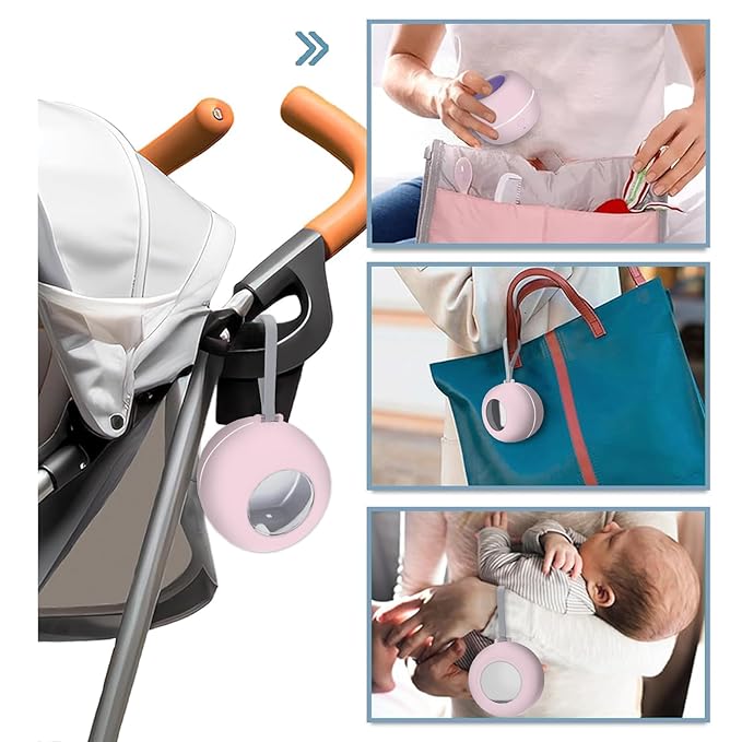 Upgraded Portable Pacifier Sanitizer, UV Light Sanitizer Box, 99.99% Cleaned in 3 Minutes, 90 Disinfection Cycles, USB Rechargeable, Baby Pacifier Sanitizer On the Go (Large Pink)
