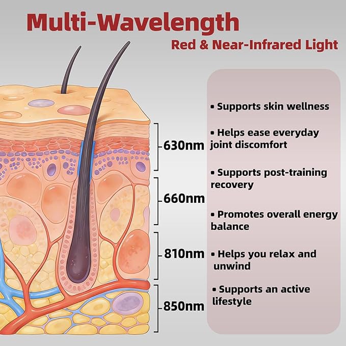 Red Light Therapy Panel with Adjustable 180° Stand – 630nm 660nm 810nm 850nm Near Infrared LED Light for Face & Body – High Irradiance Full-Body Coverage for Skin Care, Muscle Recovery & Joint Comfort