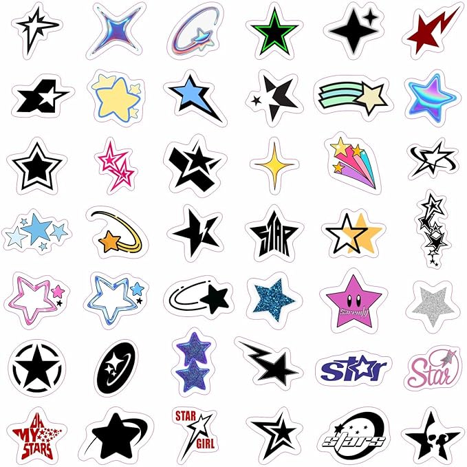 BulbaCraft Star Stickers Y2K - Small Star Stickers, Y2K Decals, Gifts for Women & Men