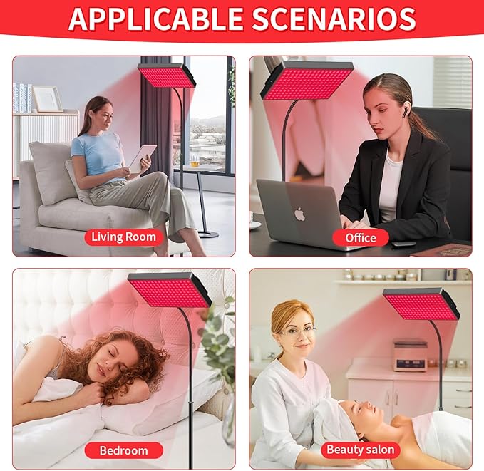 Red Light Therapy for Face,Red Infrared Light Therapy Lamp with Stand Panel Led 660nm & 850nm Infrared Light Device for Body