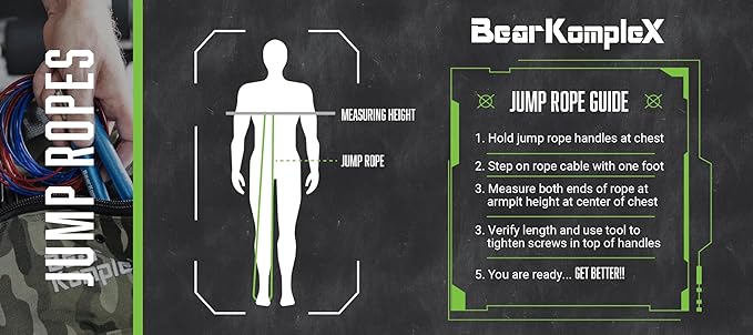 Bear KompleX Speed Jump Rope - Adjustable Tangle-Free Skipping Rope, Lightweight Handles, Smooth 360° Swivel Bearings, 2 Steel Cables, Free Carrying Case