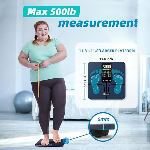 Lepulse No APP Body Fat Scale 500lb Smart Bathroom Scale with 5.44'' Large Backlit Display 8 Body Composition Analyzer, Most Accurate Digital Weight Scale for BMI Body Fat Muscle Mass