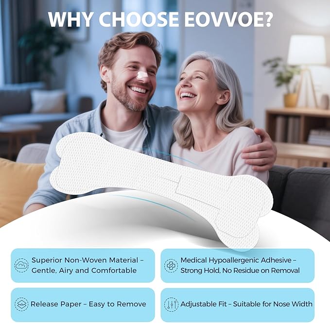Nasal Strips for Snoring with Adjustable Fit – Extra Strength Nose Strips for Better Breathing, Strong All-Night Hold, Gentle on Sensitive Skin, 90 Count for Men & Women