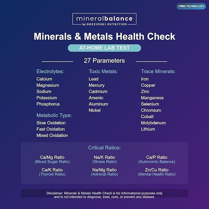 MineralBalance™ Hair Tissue Mineral Analysis (HTMA)—At-Home Test Kit for Fatigue, Anxiety, Sleep & Digestive Issues—Tests 20 Minerals & Heavy Metals Including Magnesium & Zinc—Full Lab Report Included