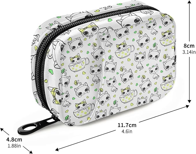 Pill Box Cat 7 Day Pill Case Travel Pill Organizer Bag with Zipper Portable Weekly Vitamin Medicine Supplement Holder Pouch Bag