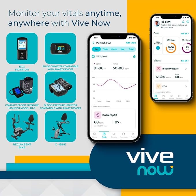 Vive Precision Blood Pressure Monitor, Cuff, & Case - Smartphone Accurate Electronic Health Monitoring System - Wireless Automatic Digital Machine for Women, Men, Adults