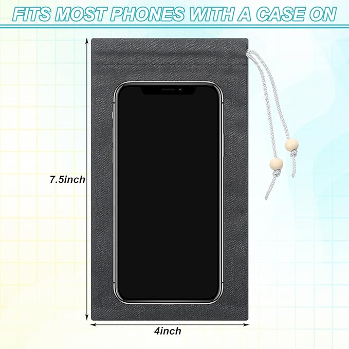 3 Pcs Emf Blocking Phone Case Emf Shield Sleeve Protection Cell Phone Pouch Fits in Pocket Smartphone Case Shield Bag Defense Against Signal Intrusion GPS and Signal, 7.5" x 4"(Black)