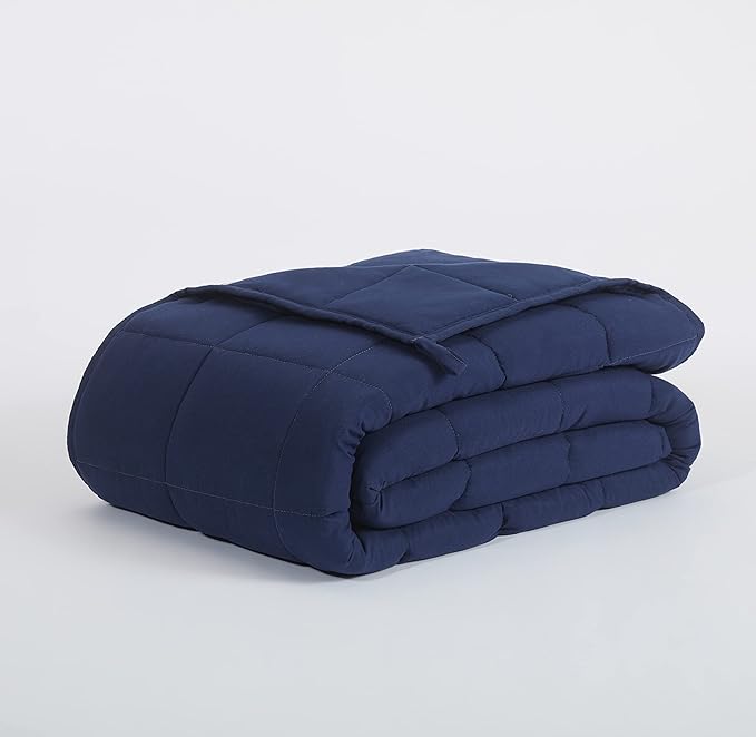 SERTA Zen Rest Wrinkle Resistant Adult Heavy Weighted Throw Blanket Filled with Glass Beads, 10 lbs (48 in x 72 in), Navy