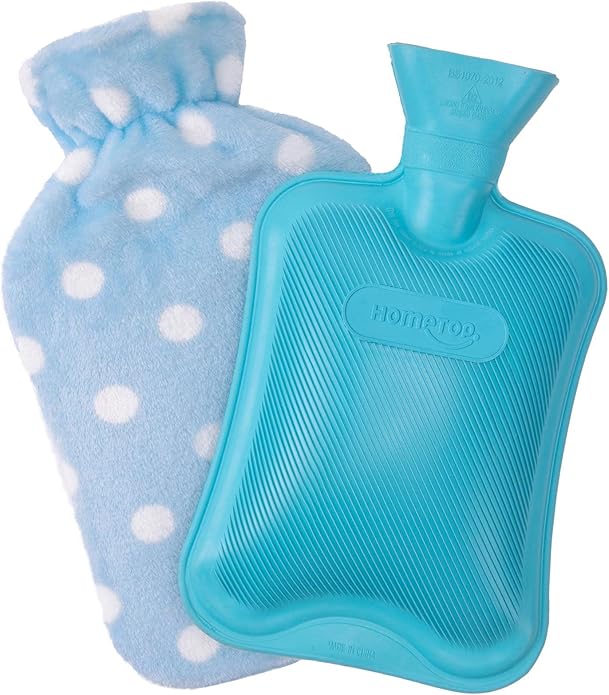 HomeTop Premium Classic Rubber Hot or Cold Water Bottle with Soft Fleece Cover