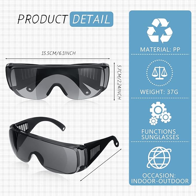 Konohan 4 Pairs UV Resistant Safety Glasses Protective Tanning Goggles Eyewear Red Light Therapy Black Glasses Comprehensive Protection for Your Eyes