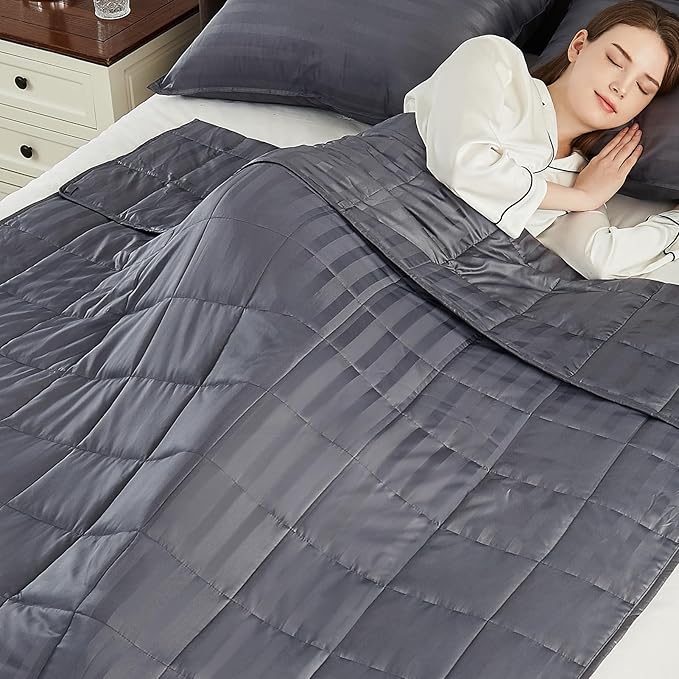 Weighted Blanket Kids (36"x48" 3lbs),Ultra Soft and Cozy Cooling Weighted Blanket Kids,Heavy Blanket with Machine Washable Soft Blanket, Stripe Grey