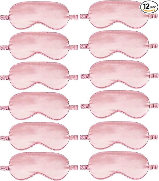 12PACK Silky Sleep Masks Satin Eye Mask Silk Eyes Cover for Sleeping Blackout Eyeshades Soft Blindfold Travel Nap Gifts