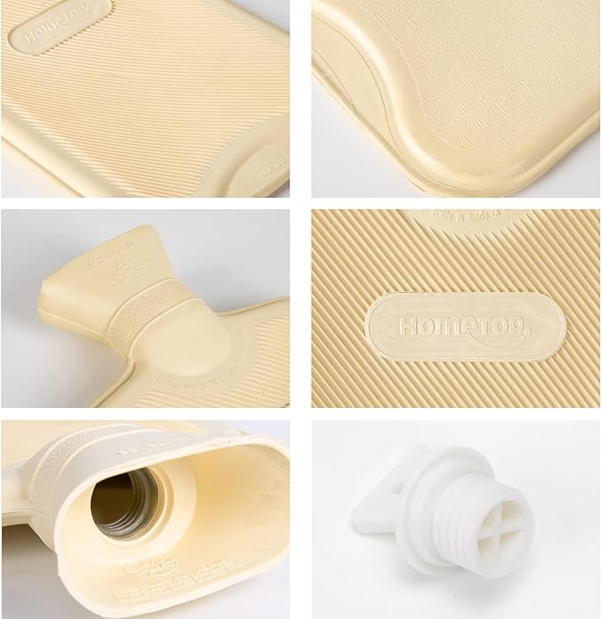 HomeTop Premium Classic Rubber Hot or Cold Water Bottle with Soft Fleece Cover