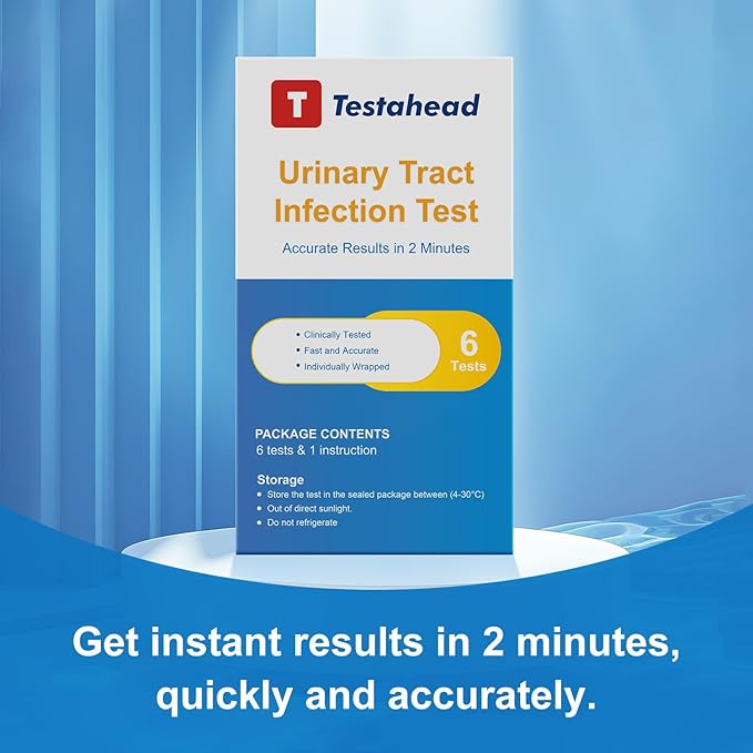 UTI Test Strips for Home Use Detects White Blood Cells and nitrites in Urine 2-Minute Rapid Results Suitable for Women, Men, and Children Urinary Tract Infection Test Strips (6 Pack)