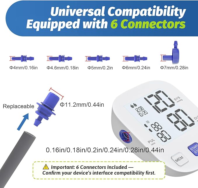 XXL Blood Pressure Cuff 9”-24” (22-60CM) Compatible with Most Automatic Blood Pressure Monitors, Extra Large BP Replacement Cuff for Big Arms - Includes 6 Connectors