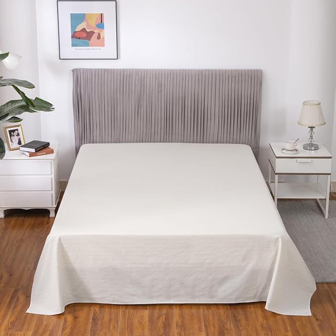 GLUYOHEY Grounding Flat Sheet Queen Size (90"x102") Conductive Silver Fiber Earthing Bed Sheets with Grounded Cord Reconnect with Earth’s Energy for Better Sleep and Enhanced Wellness, Off White