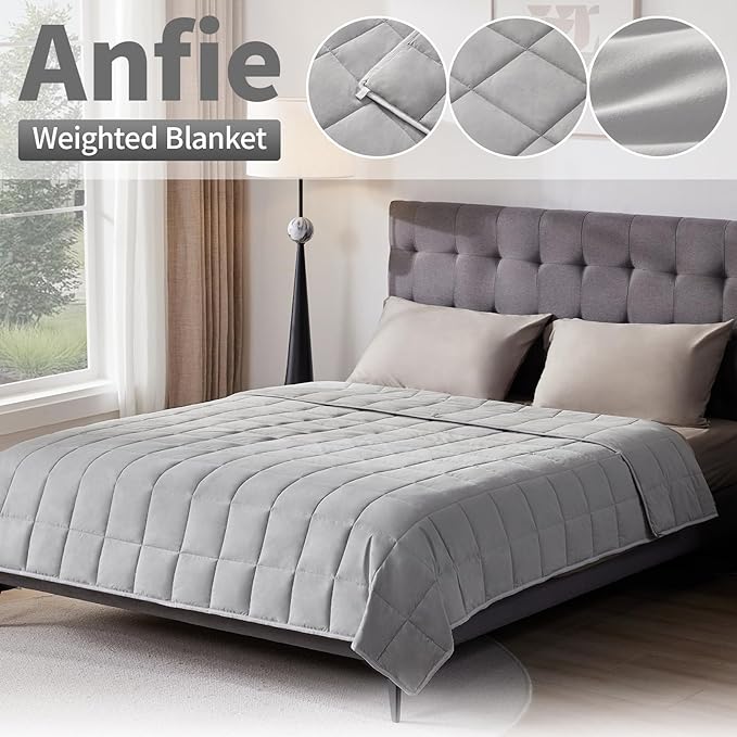Weighted Blanket Queen Size (60"x80" 12lbs),Ultra Soft and Cozy Cooling Weighted Blanket Queen Size for Adult,Heavy Blanket with Machine Washable Soft Blanket, Stone Grey
