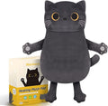 Microwave Heating Pad for Cramps Pain Relief, 16 * 12'' Moist Microwavable Period Menstrual Heating Pads for Cramps, Back, Neck Shoulder and Knee, Cute Stuffed Animal Heating Pad - Grey Cat