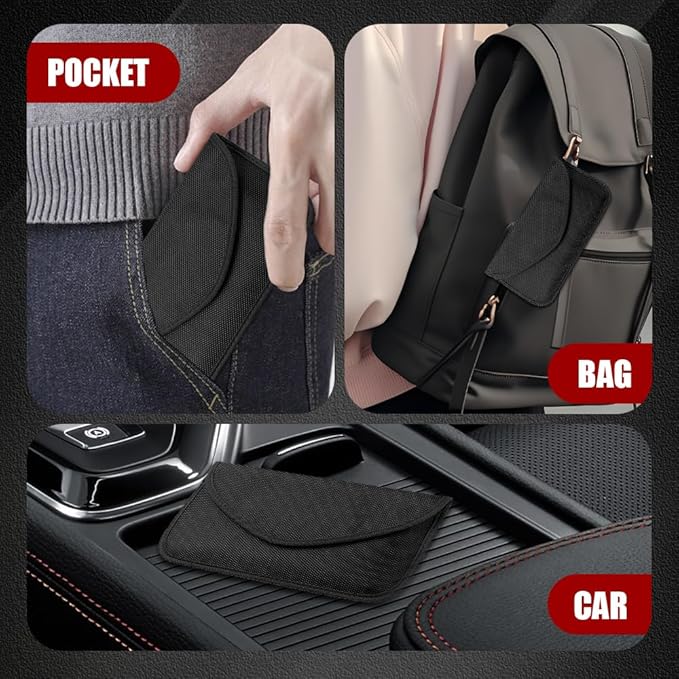2PCS Faraday Bags for Car Key and Cell Phone, Signal Blocking Bag, Faraday Key Fob Protector, Universal Cell Phone Privacy Card Protection Car Accessories for Anti-Thefting (Black)