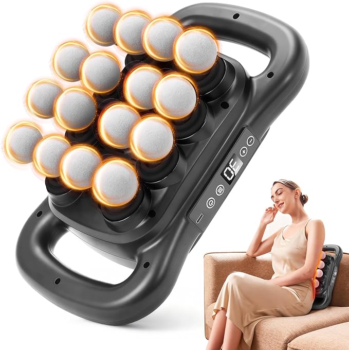 16 Head Massage Gun, Handheld Electric Interchangeable Massage,Deep Tissue Relief with 9 Modes,Quiet Percussion Massager for Neck/Back/Leg Pain, Muscle Massager for Athletes Office Workers