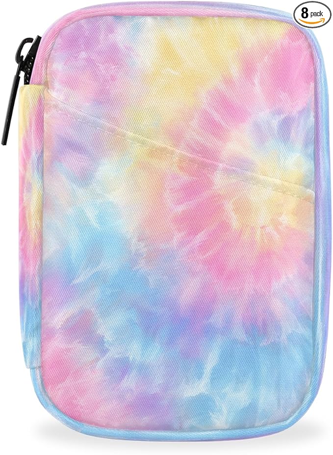 Weekly Travel Pill Organizer Case for Purse with Removable 7 Day Box Portable Compact Size Pill Box Fashionable Pill Container for Medicine Vitamin Supplement Tie Dye Pink Cute