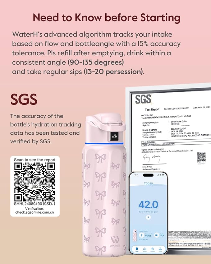 BOOST Smart Water Bottle with Reminder & Tracker, Double Wall Vacuum Insulated Bottles Stainless Steel, 32oz BPA-Free Wide Mouth for School, Gym, Office, Ideal for Mother's Day