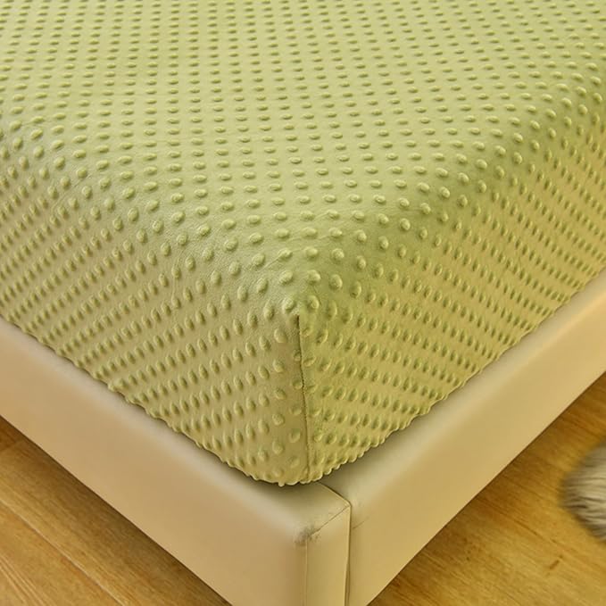 ZIQINPSQ Coral Velvet Fitted Sheet-Thickened Cold-Resistant and Warm Bed Sheets-Soft Velvet Fleece Fitted Sheets with-Elastic All Around. (Green, Queen)