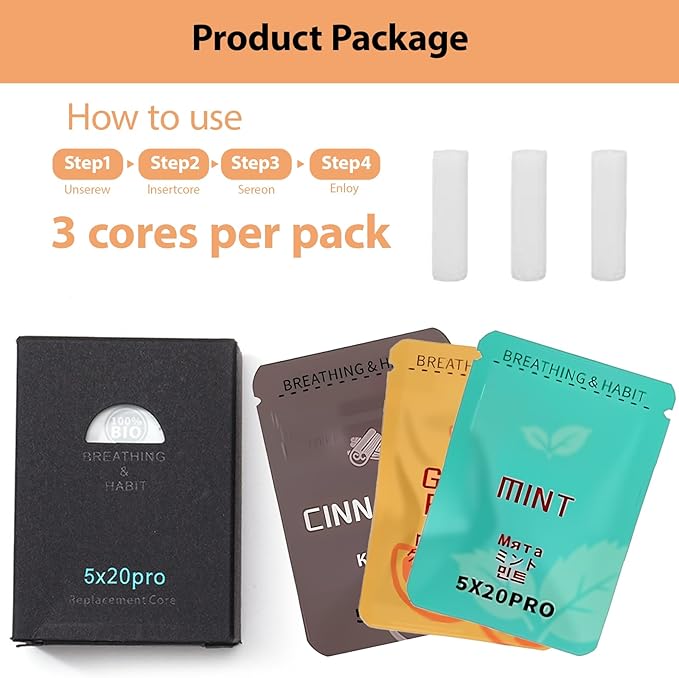 Quit Smoking Necklace Replacement Filters, Grapefruit/Mint/Cinnamon Flavored Cotton Filters, 3 Pack Replaceable Refills Compatible with Breathing Necklace for Anxiety Relief & Craving Control