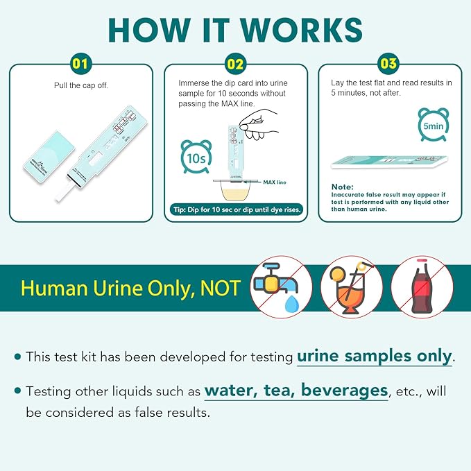 Easy@Home THC Drug Test Kit [5 Pack] - Marijuana Urine Drug Tests, Home Use Weed Detox 50ng/ml Cutoff Level Testing Kits, Single Panel THC Screening for Urine, #EDTH-114