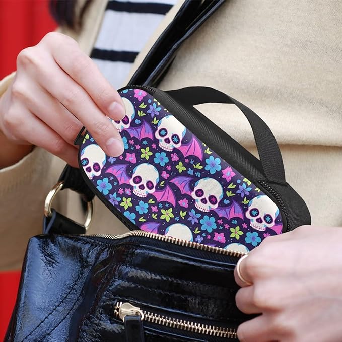 Halloween Skull Bats Insulin Pen Cooler Travel Case Insulated Glucose Meter and Diabetic Supplies Organizer Carrying Bag for The Daily Life and Trip, Halloween Decor