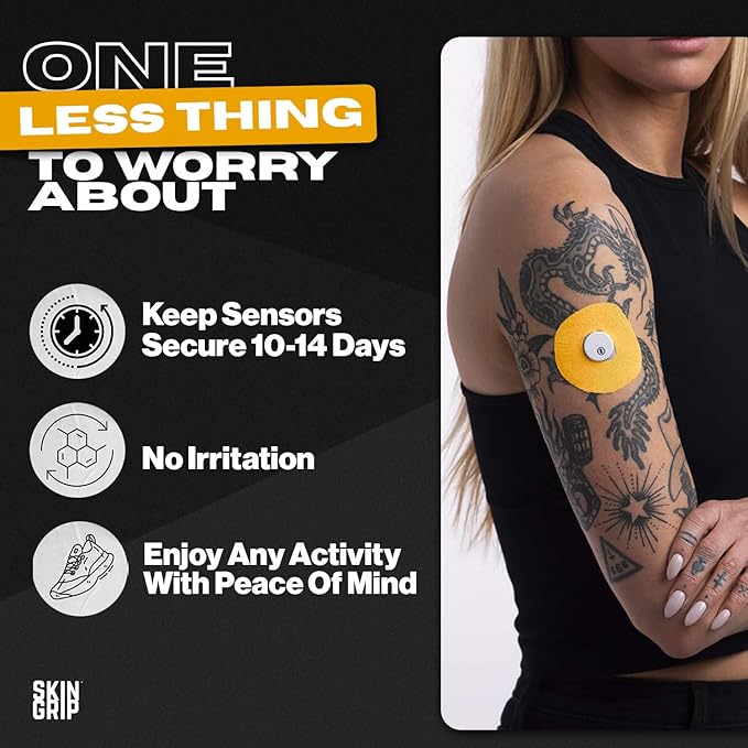 Skin Grip Freestyle Libre 2 & Lingo Sensors Cover – Compatible with Infusion Sets, Waterproof Adhesive Tape, Covers w/Cutout (Not for Libre3), Lasts 10-15 Days, CGM Sensor Patches (Pastel Pack)