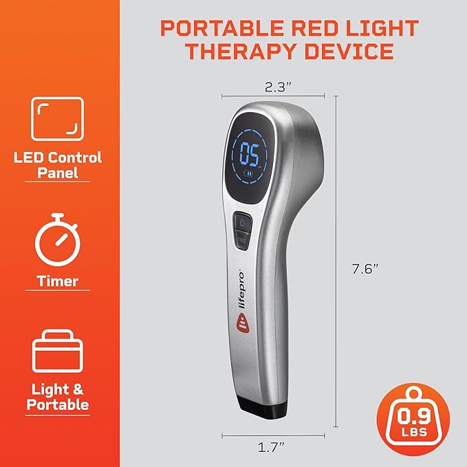 Lifepro Infrared & Red Light Therapy for Body Joints & Muscles Wellness Support, Portable Red Light Therapy Device, Near Infrared Light Therapy for Body & Face - Use 3 wavelengths