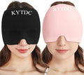 Migraine Relief Cap Gel Ice Head Wrap - Hot & Cold Therapy Soothing Headache Hat Ice Pack Mask, Headache Relief Wrap for Tension, Stress, Hangover&Puffy Eyes,Black&Pink, 2PC((Gift Eye Mask))