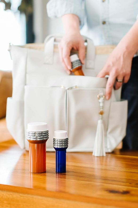 Safe Rx | Locking Pill Bottle | Pill Container Combination Lock | Tamper Evident | Child Resistant | Senior Friendly Easy Open Cap | Prescription Medication | Travel Pill Bottle | Medicine Organizer