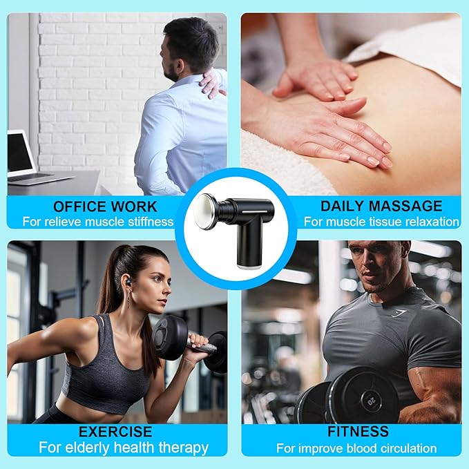 Massage Gun with Heat and Cold,Deep Tissue Back Massager Neck Massager for Pain Relief,Muscle Percussion Massage Gun,Handheld Message Gun with 6 Heads&Silent,Gifts for Men Women Dad