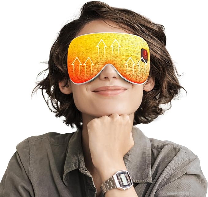 Heated Eye Masks for Dry Eyes, Eye Relief, Cordless Warm Eye Compress, 3 Heat Levels, Graphene Material, 15 Uses, 1500mAh Rechargeable Battery, Washable Eye Heating Pad for Sleeping, Travel