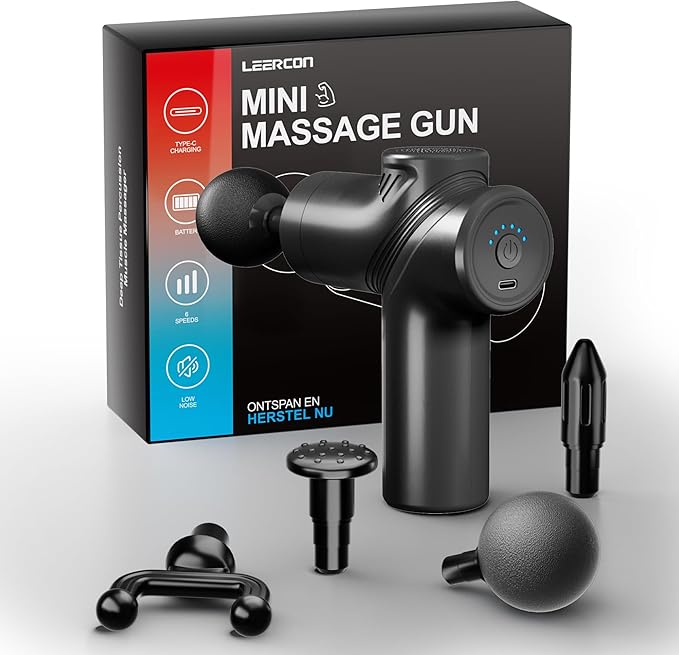 Massage Gun Deep Tissue Electric Massagers Mini Massage Gun Travel with 4 Massage Heads Muscle Percussion Massager Gun Gift for Women and Men, Black